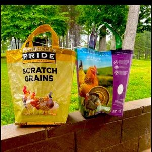 Homemade Feed tote bags!